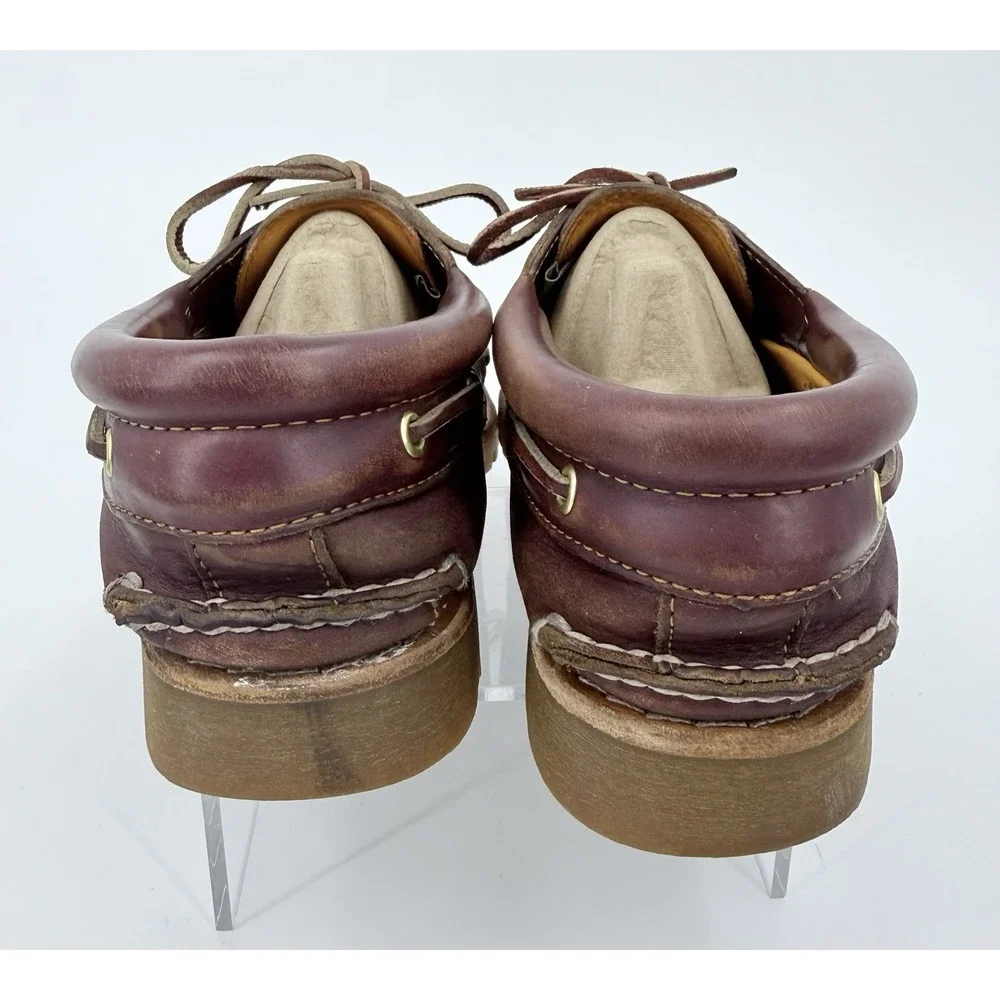 Timberland Heritage 3-Eye Classic Boat Shoes Mens Size 9.5  Burgundy Leather Vtg